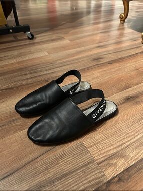Givenchy Black Leather Slingback Slip-On Loafers